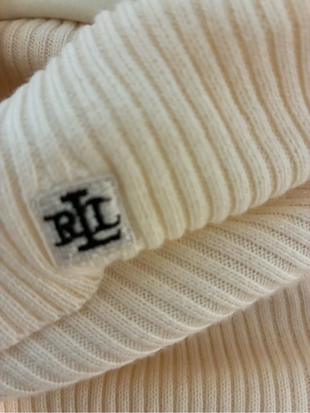 Lauren Ralph Lauren Cream Ribbed Turtleneck Sweater XL